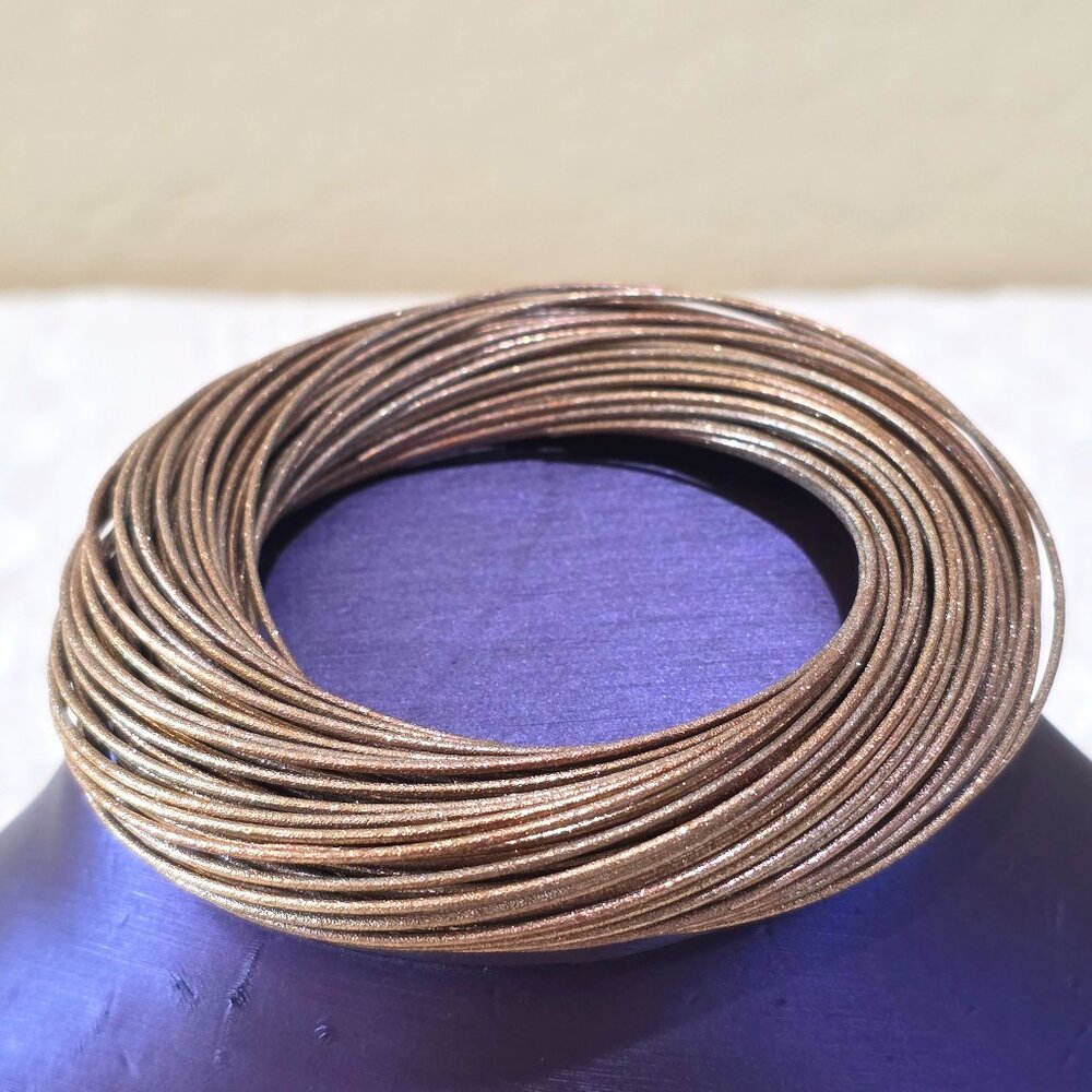 Vintage Copper Diamond Cut Sparkle 60 Metal Intertwined Narrow Bangle Bracelet